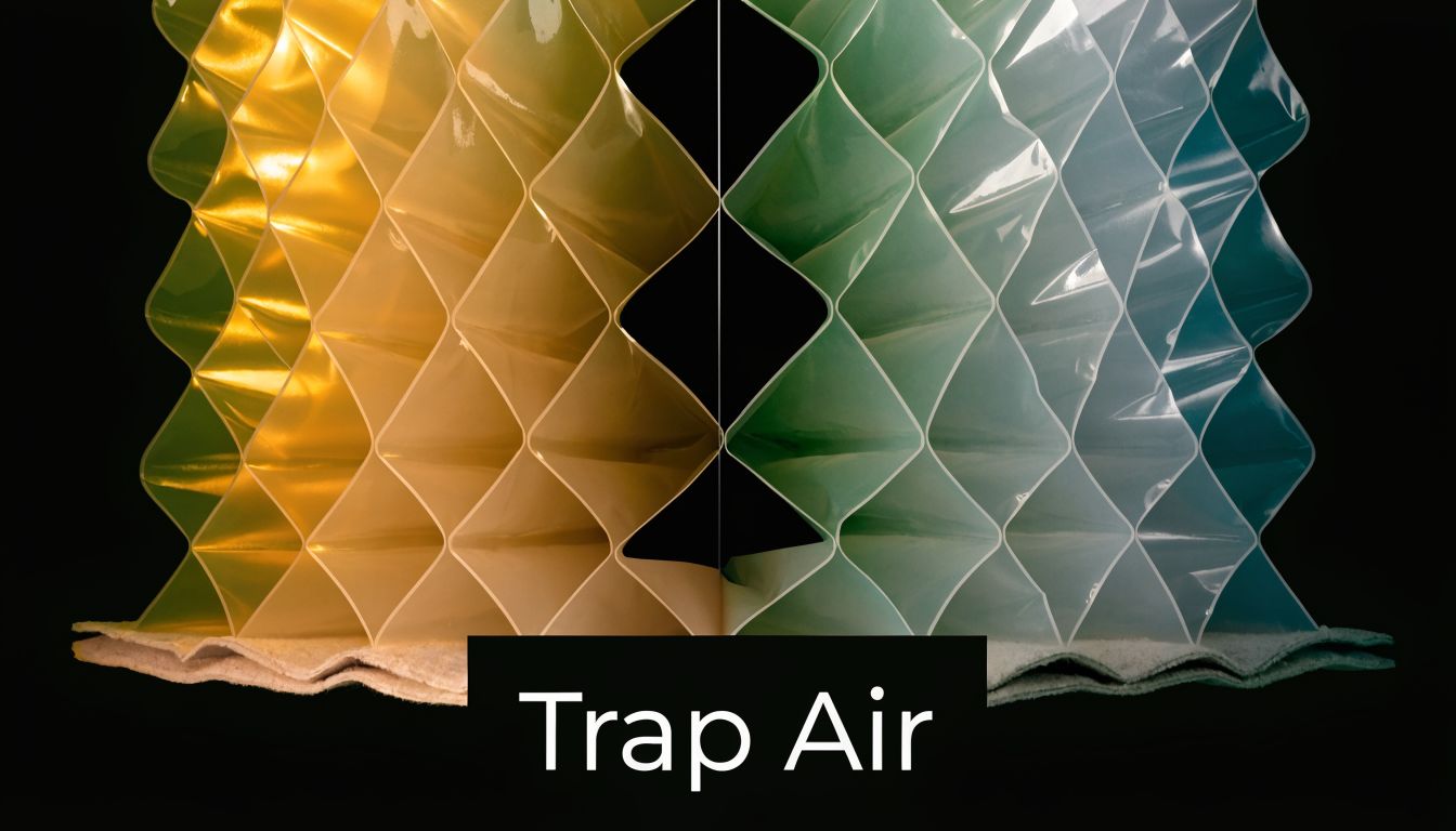 A close-up view of two cellular honeycomb shades, showing internal air pockets designed for thermal insulation.