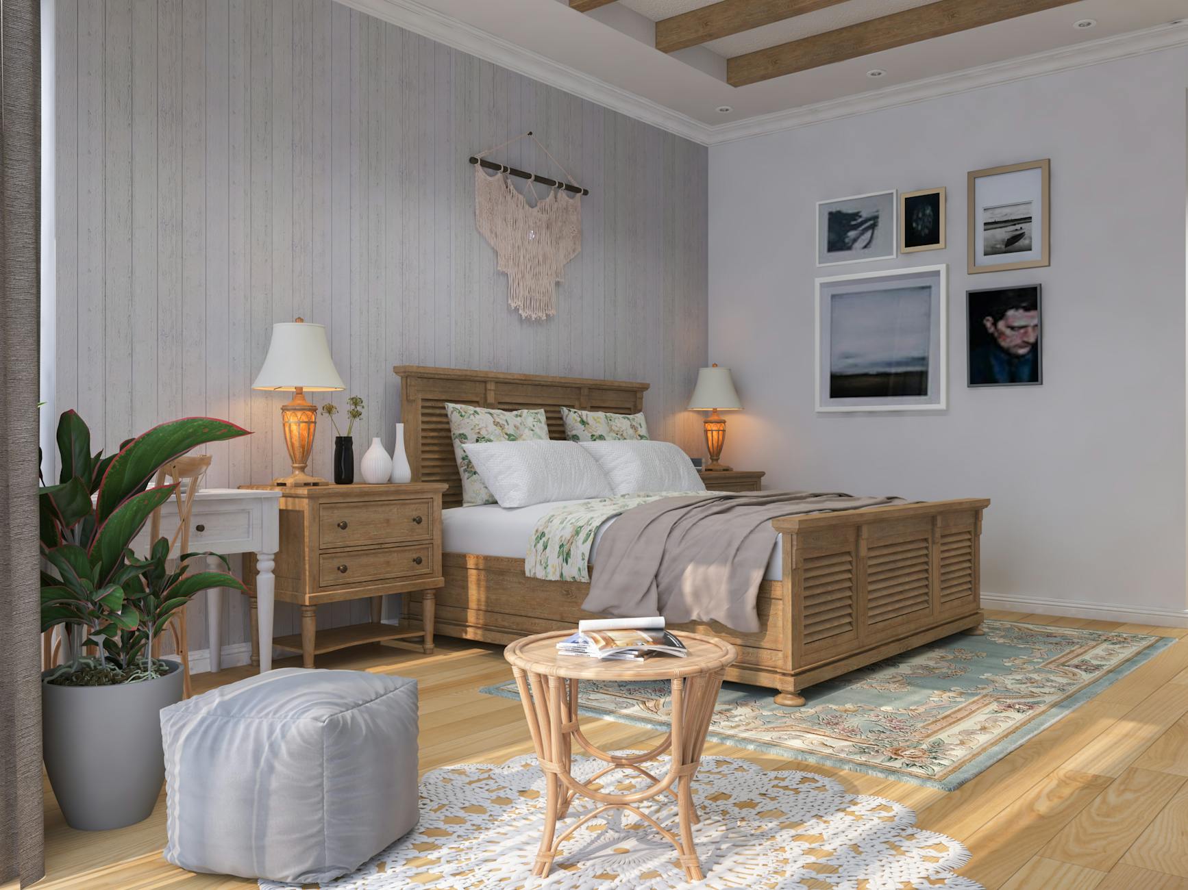 5. Woven Wood Shades — Natural Texture for a Relaxed Bedroom